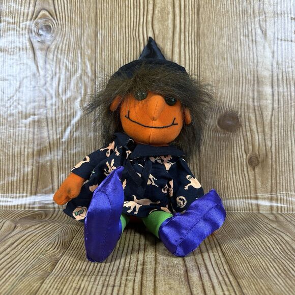 Vintage Applause Halloween Witches Plush Purple & Orange Lot Of 2 - Picture 2 of 15